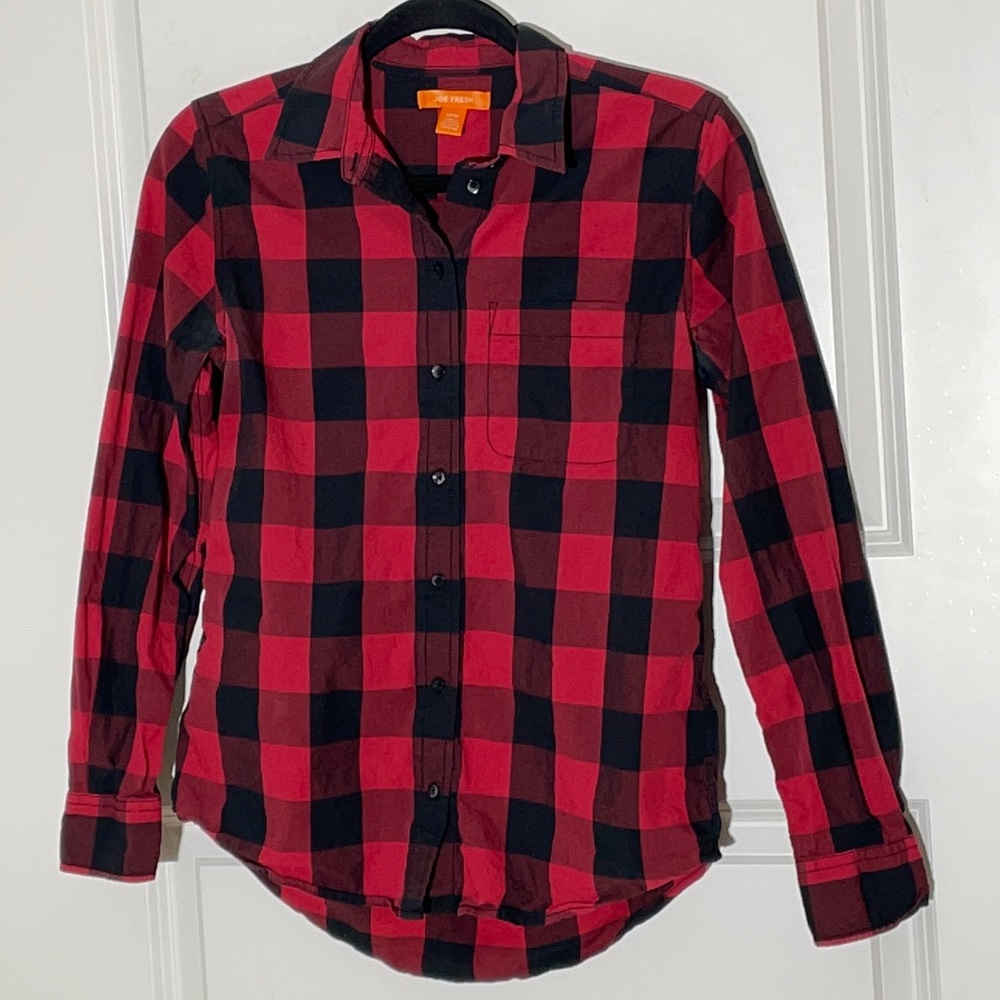 Joe Fresh Buffalo Plaid Cotton Button Down Shirt Small